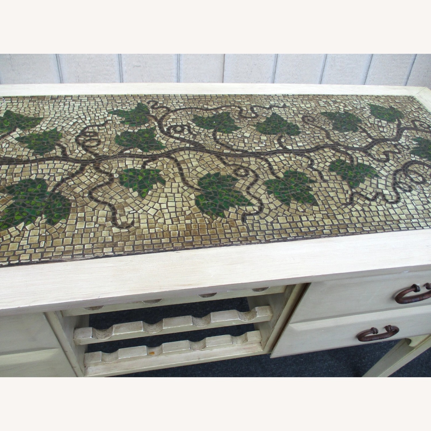 White Wood Sideboard with Wine Rack Factory Finish - image-5