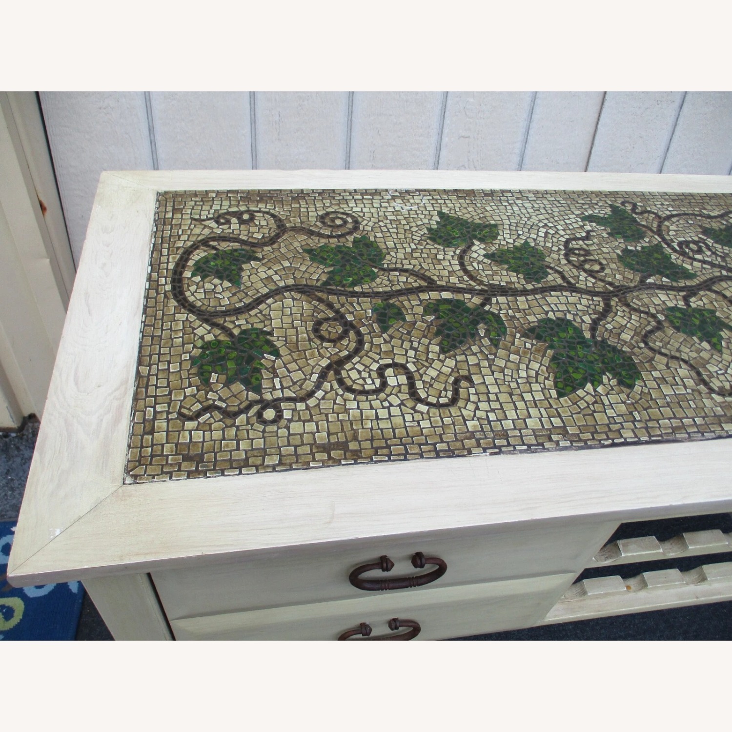 White Wood Sideboard with Wine Rack Factory Finish - image-4