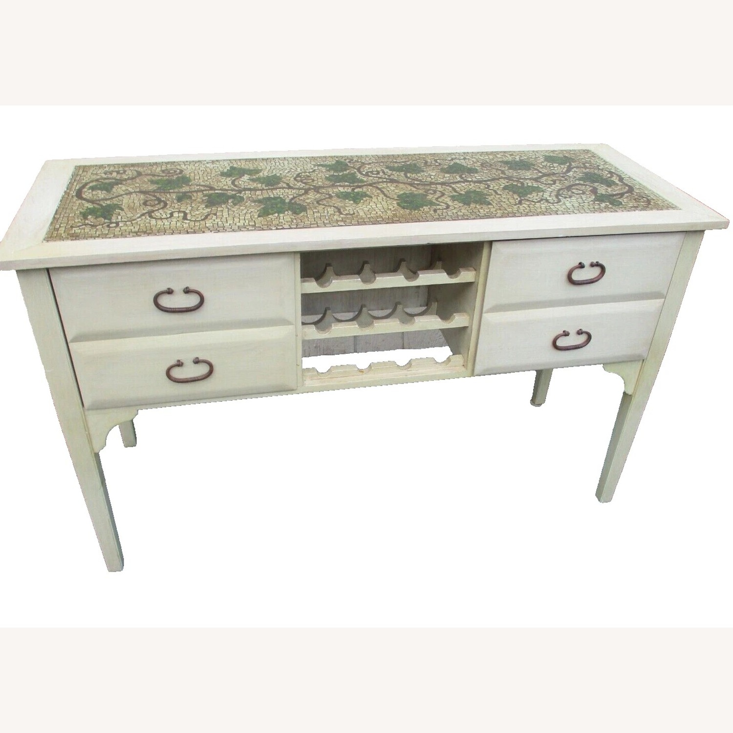 White Wood Sideboard with Wine Rack Factory Finish - image-1