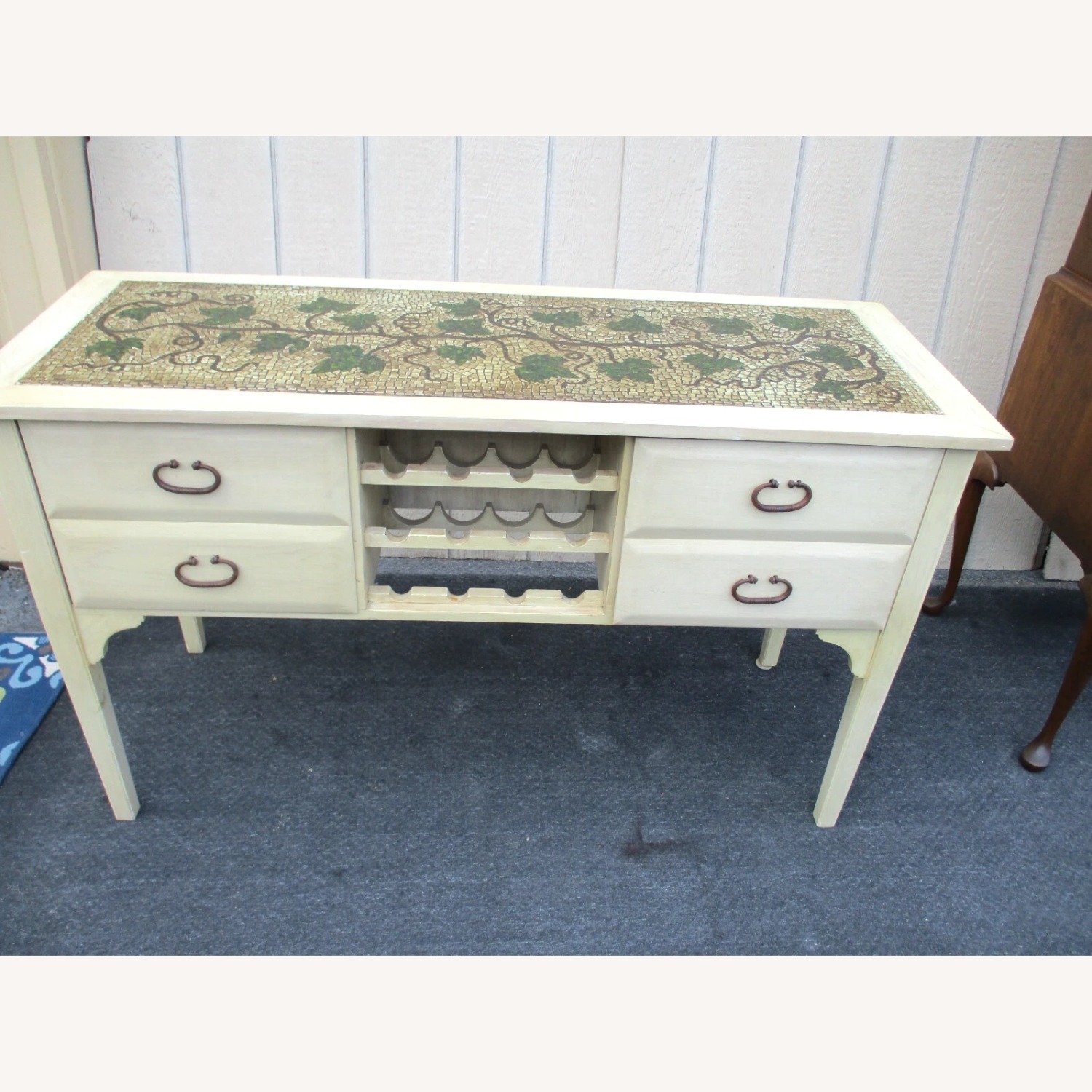 White Wood Sideboard with Wine Rack Factory Finish - image-2