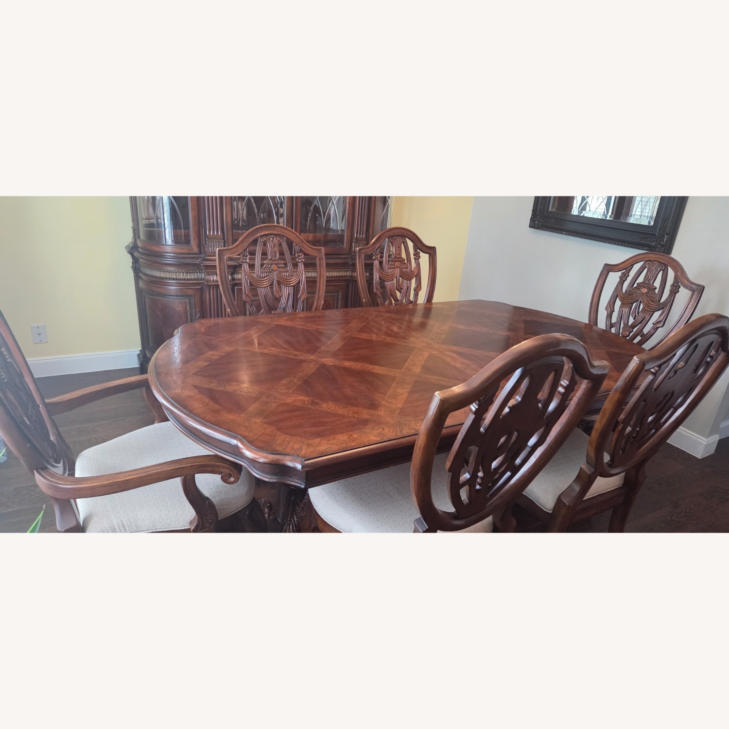 Vintage Wood Dining Set W 2 Extensions. Sits 6-12  - image-3