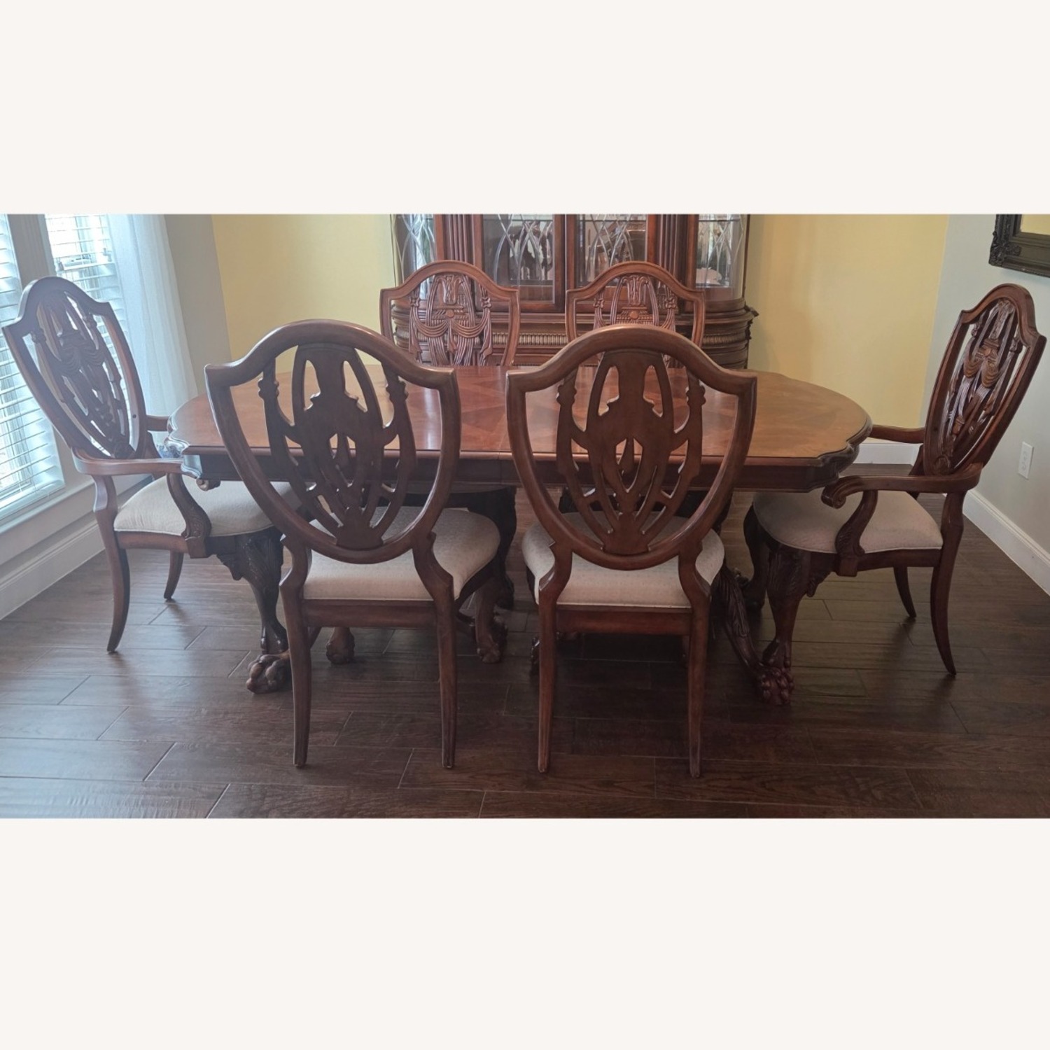 Vintage Wood Dining Set W 2 Extensions. Sits 6-12  - image-1