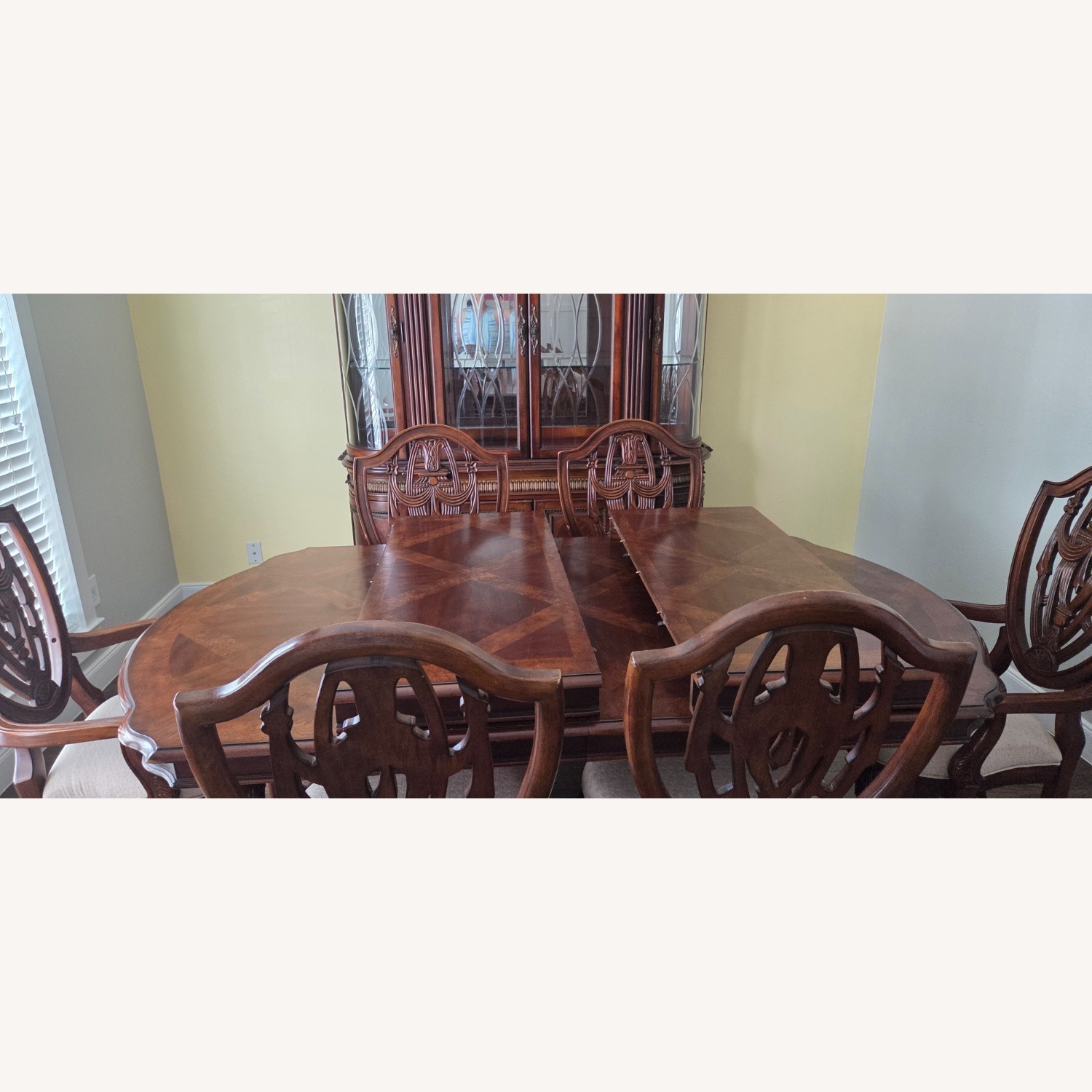 Vintage Wood Dining Set W 2 Extensions. Sits 6-12  - image-2