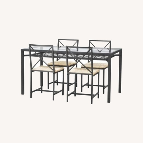 Used IKEA GRANAS Black Glass Dining Set for sale on AptDeco