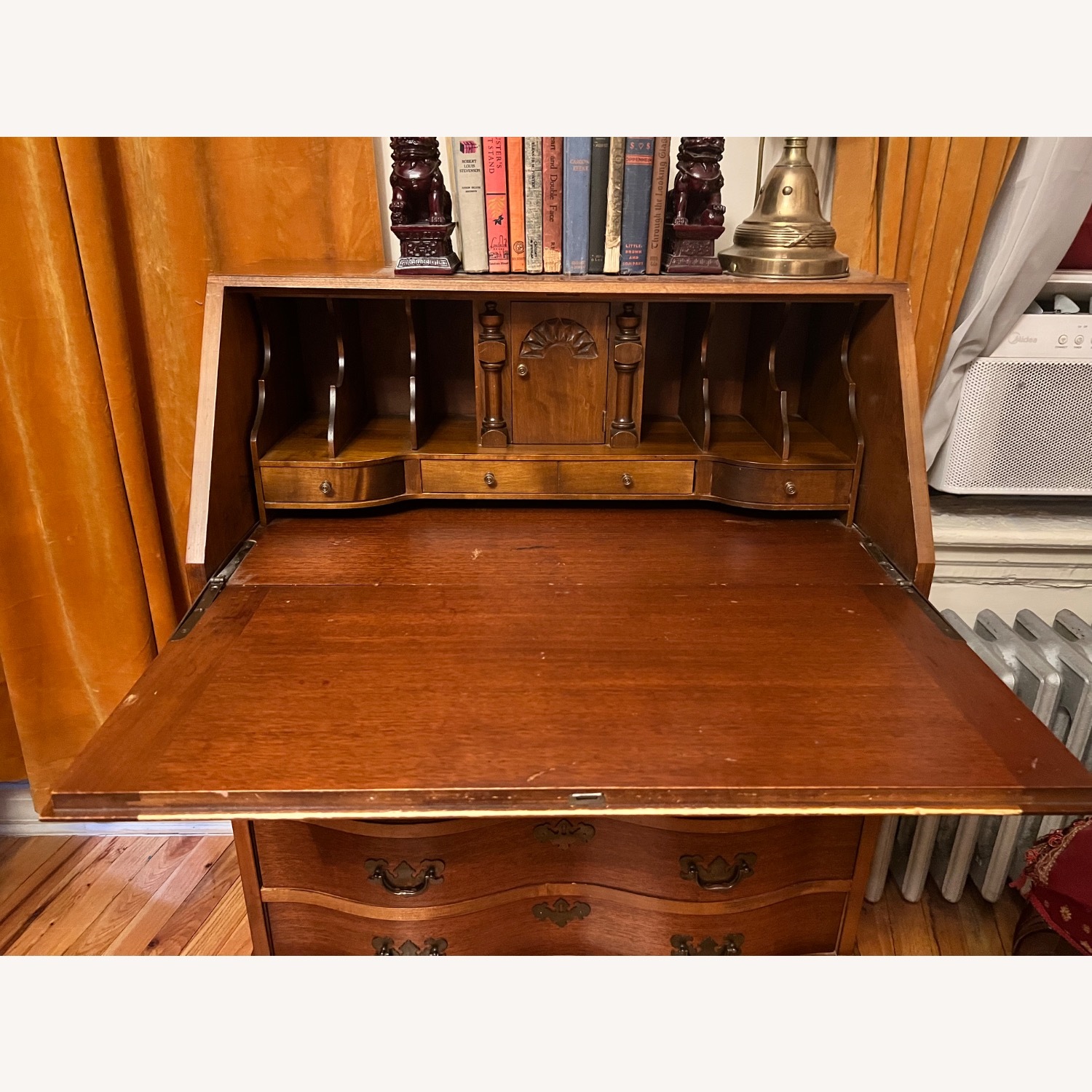 Antique Dark Brown Wood Chest - image-3