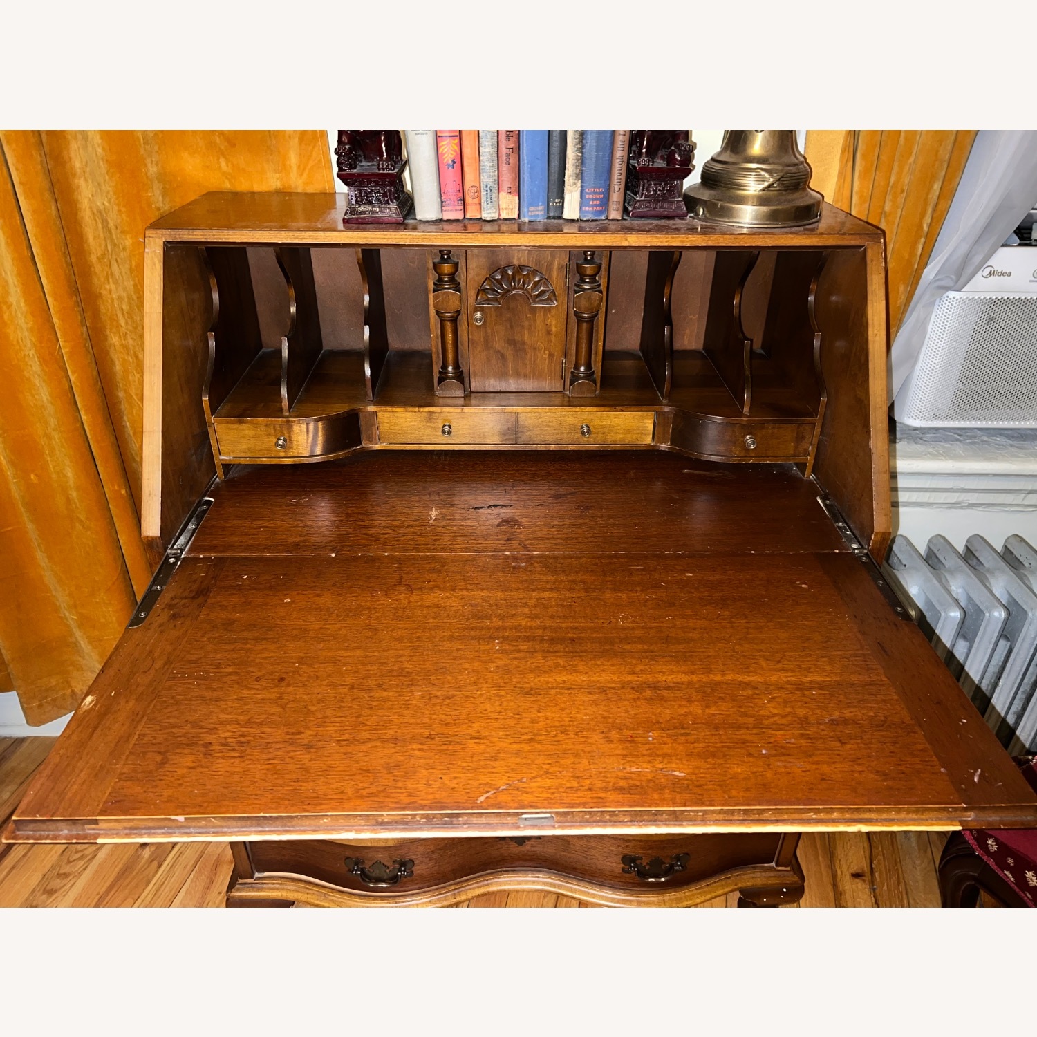 Antique Dark Brown Wood Chest - image-4