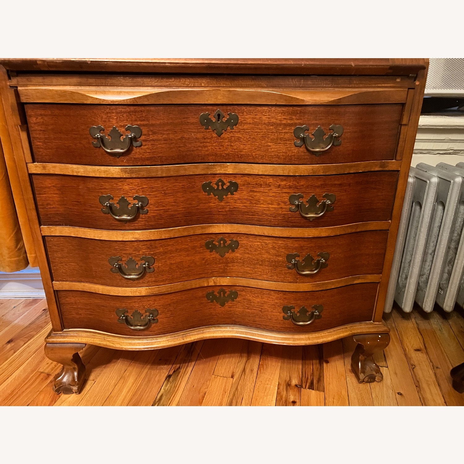 Antique Dark Brown Wood Chest - image-2
