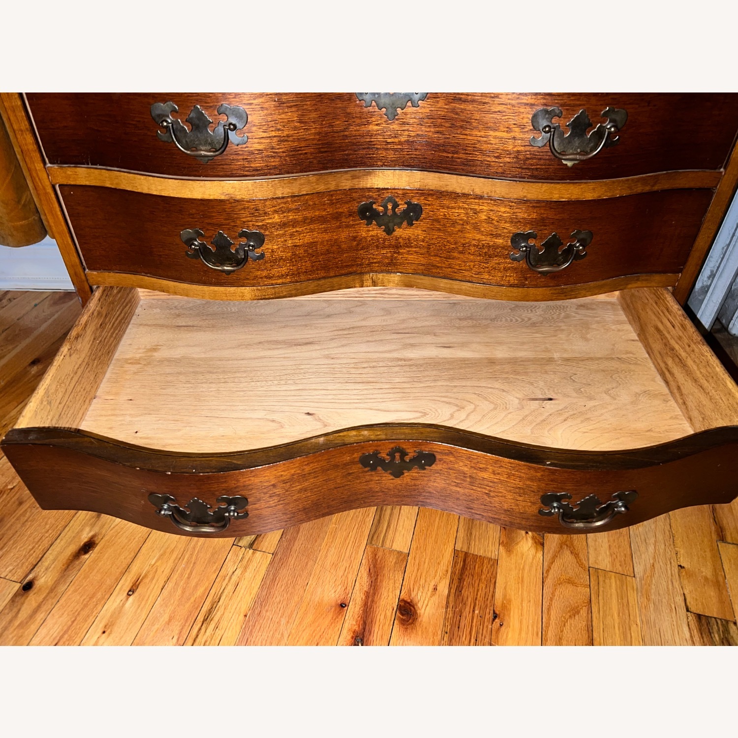 Antique Dark Brown Wood Chest - image-7