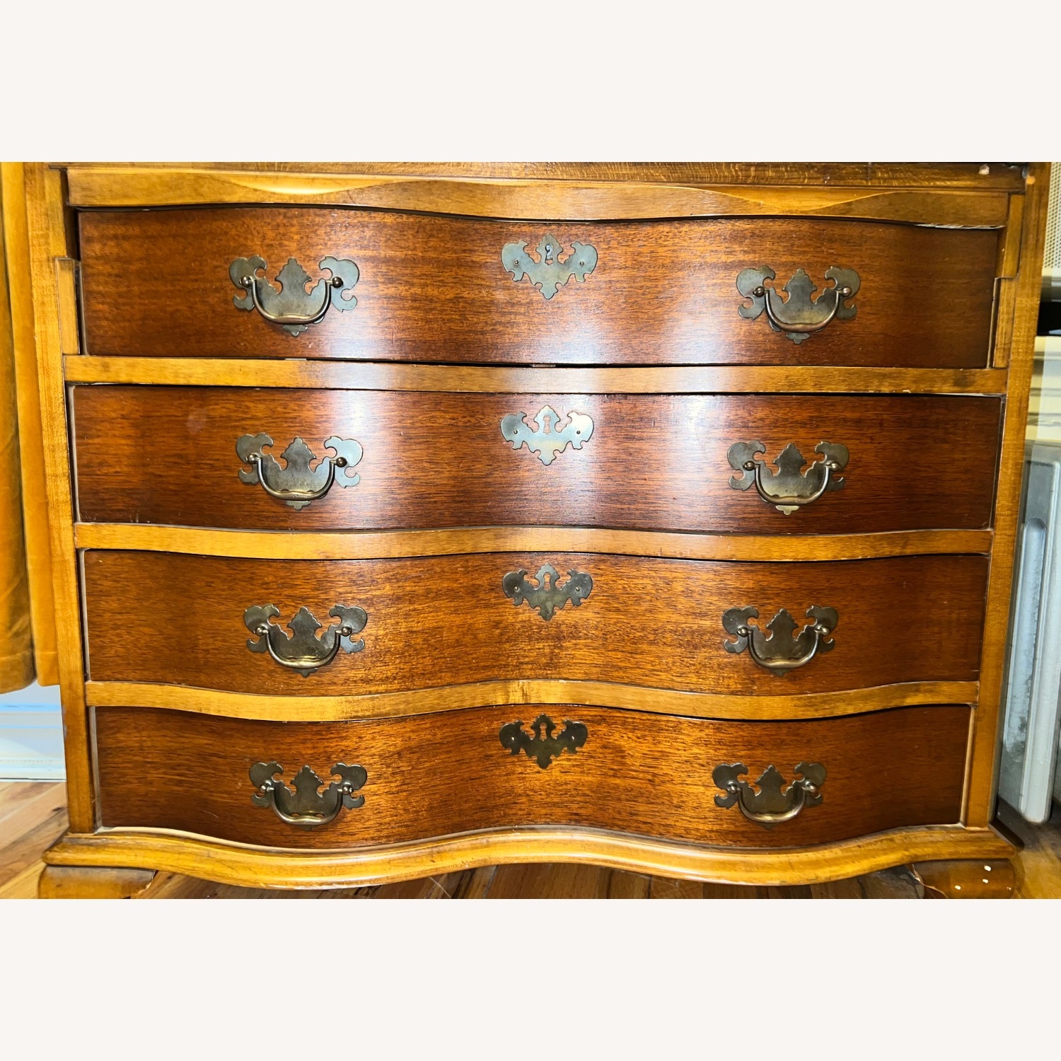 Antique Dark Brown Wood Chest - image-6