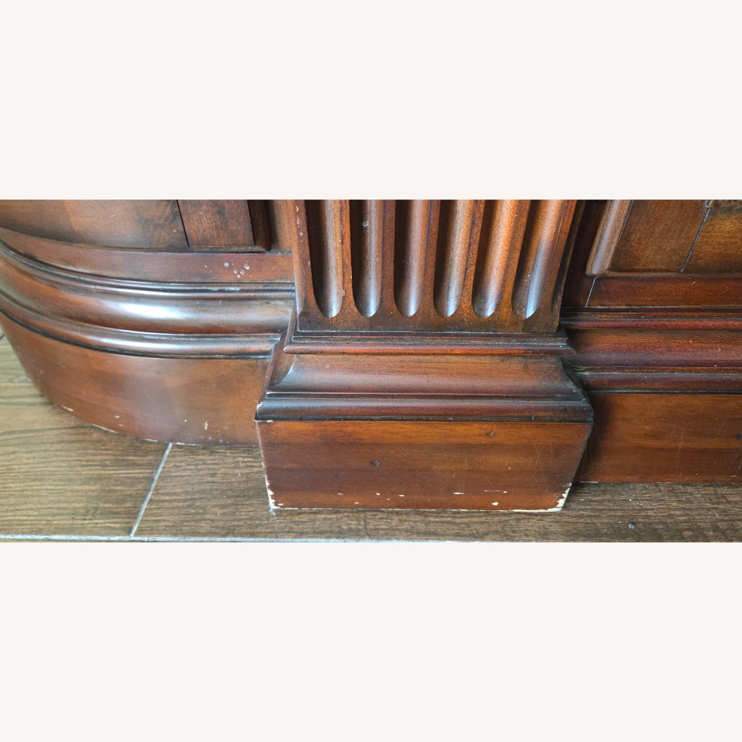 Vintage Wood Hutch With Curved Side Glass - image-7