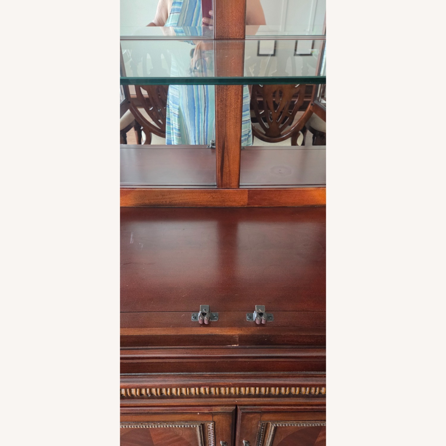 Vintage Wood Hutch With Curved Side Glass - image-5