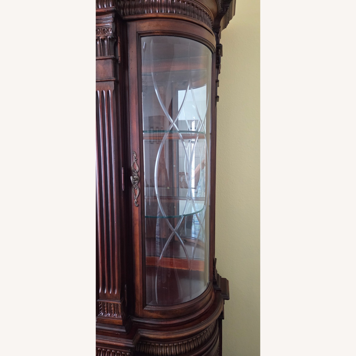 Vintage Wood Hutch With Curved Side Glass - image-12