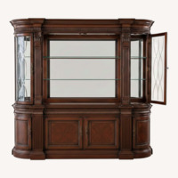 Vintage Wood Hutch With Curved Side Glass