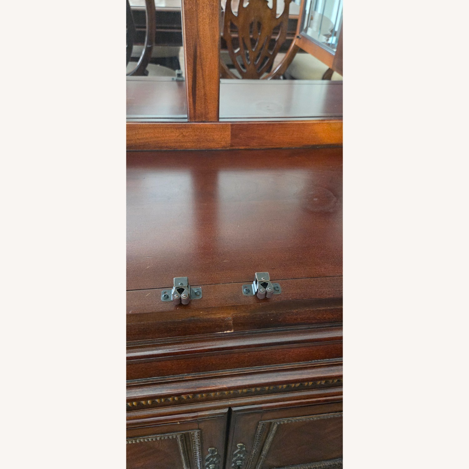 Vintage Wood Hutch With Curved Side Glass - image-4