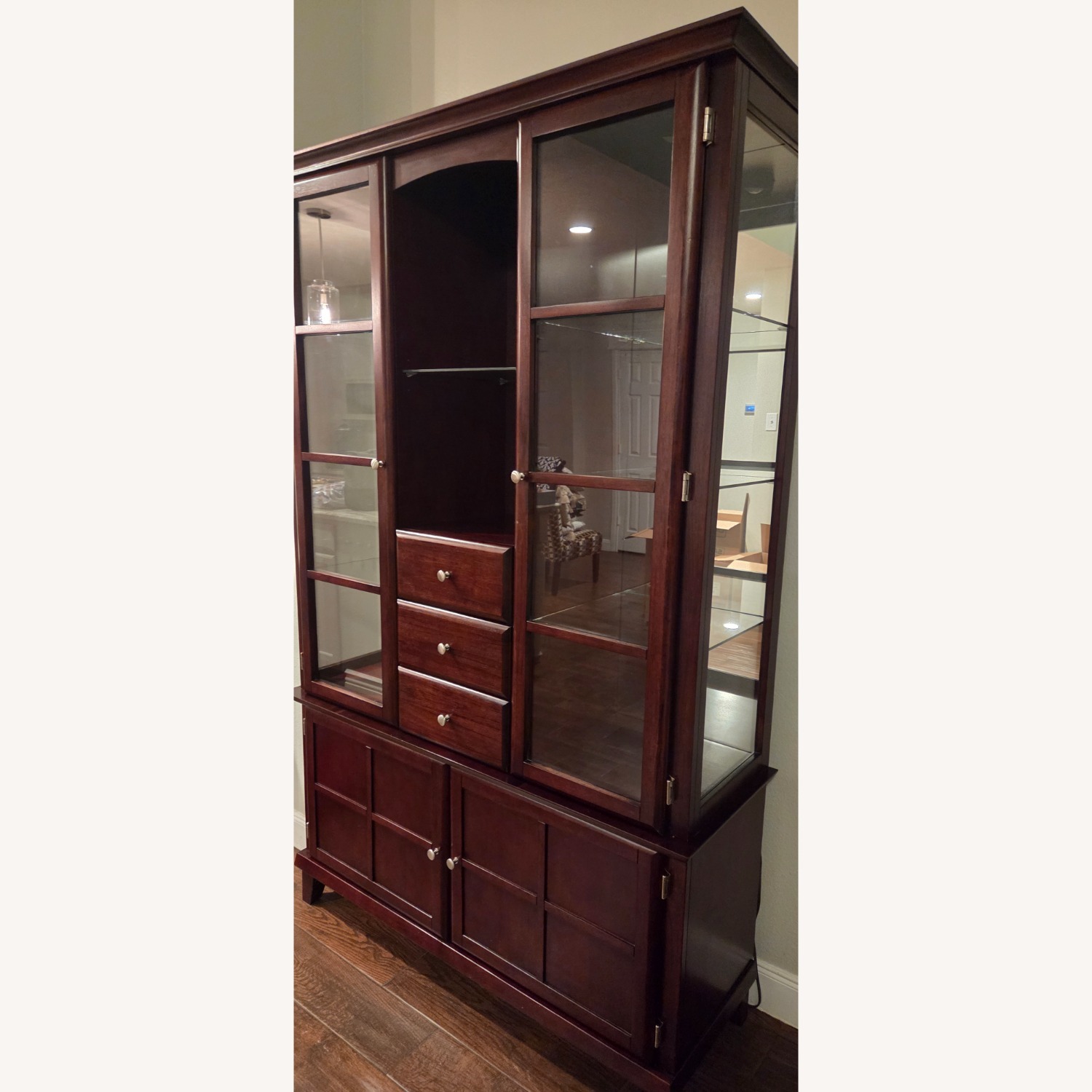 Dark Brown Wood Curio Cabinet  - image-2