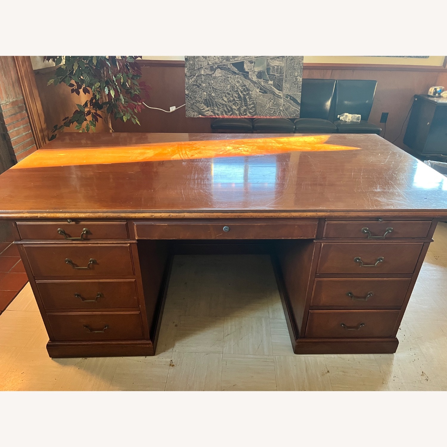 Vintage/Antique Brown Wood Desk - image-6