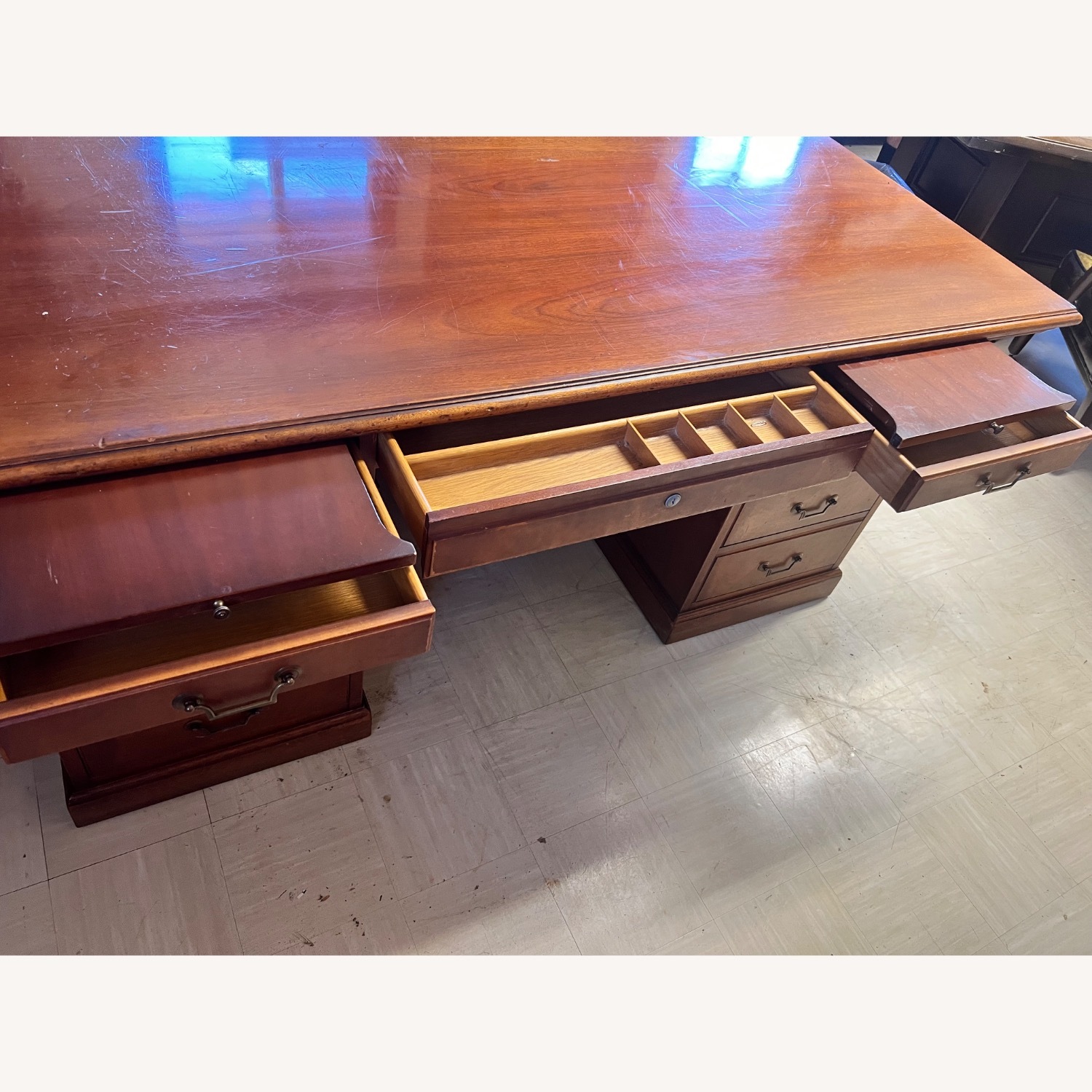 Vintage/Antique Brown Wood Desk - image-4