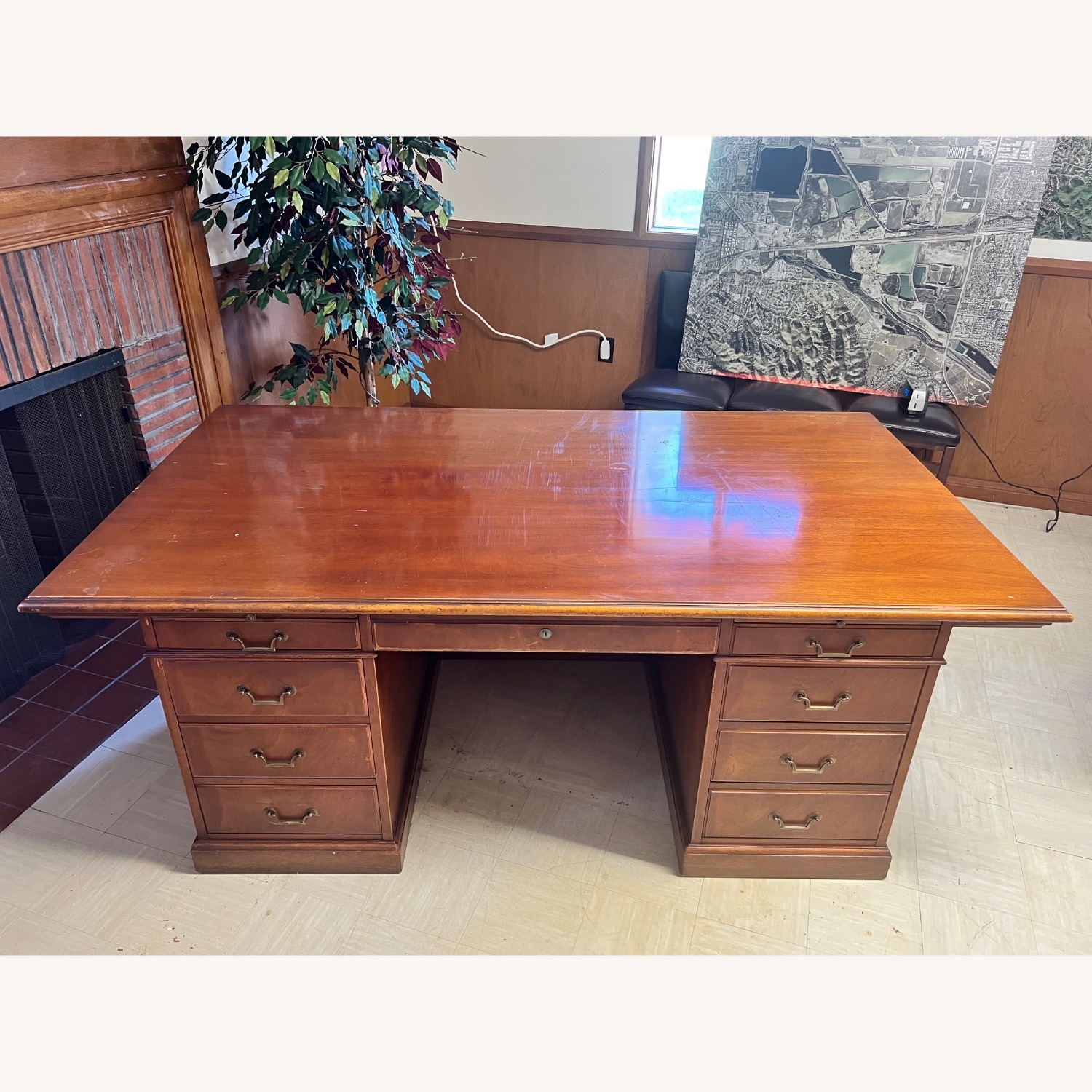 Vintage/Antique Brown Wood Desk - image-1