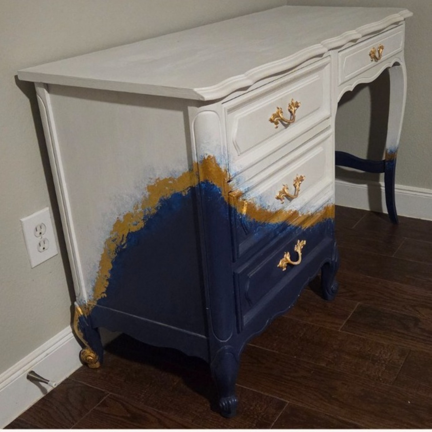 Vintage/Antique  White Wood Desk - image-3