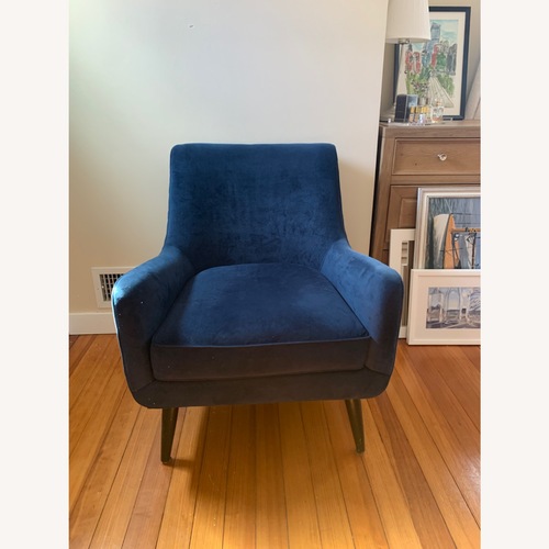 Used Room & Board Quinn Blue Velvet Armchair for sale on AptDeco