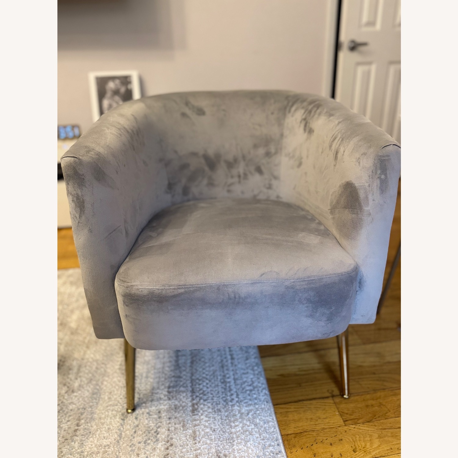 Light Gray Velvet Accent Chair - image-4