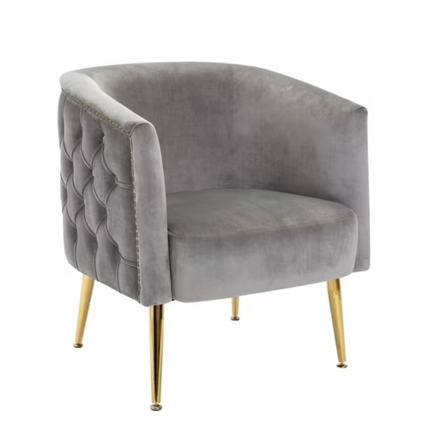 Light Gray Velvet Accent Chair - image-7