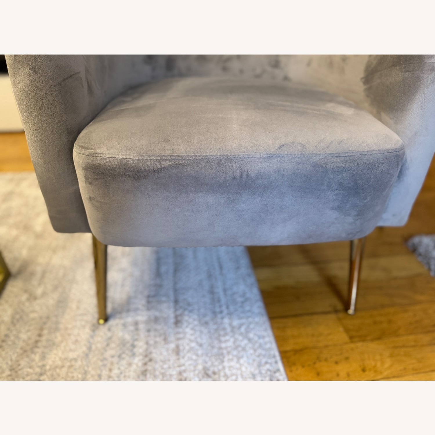 Light Gray Velvet Accent Chair - image-3