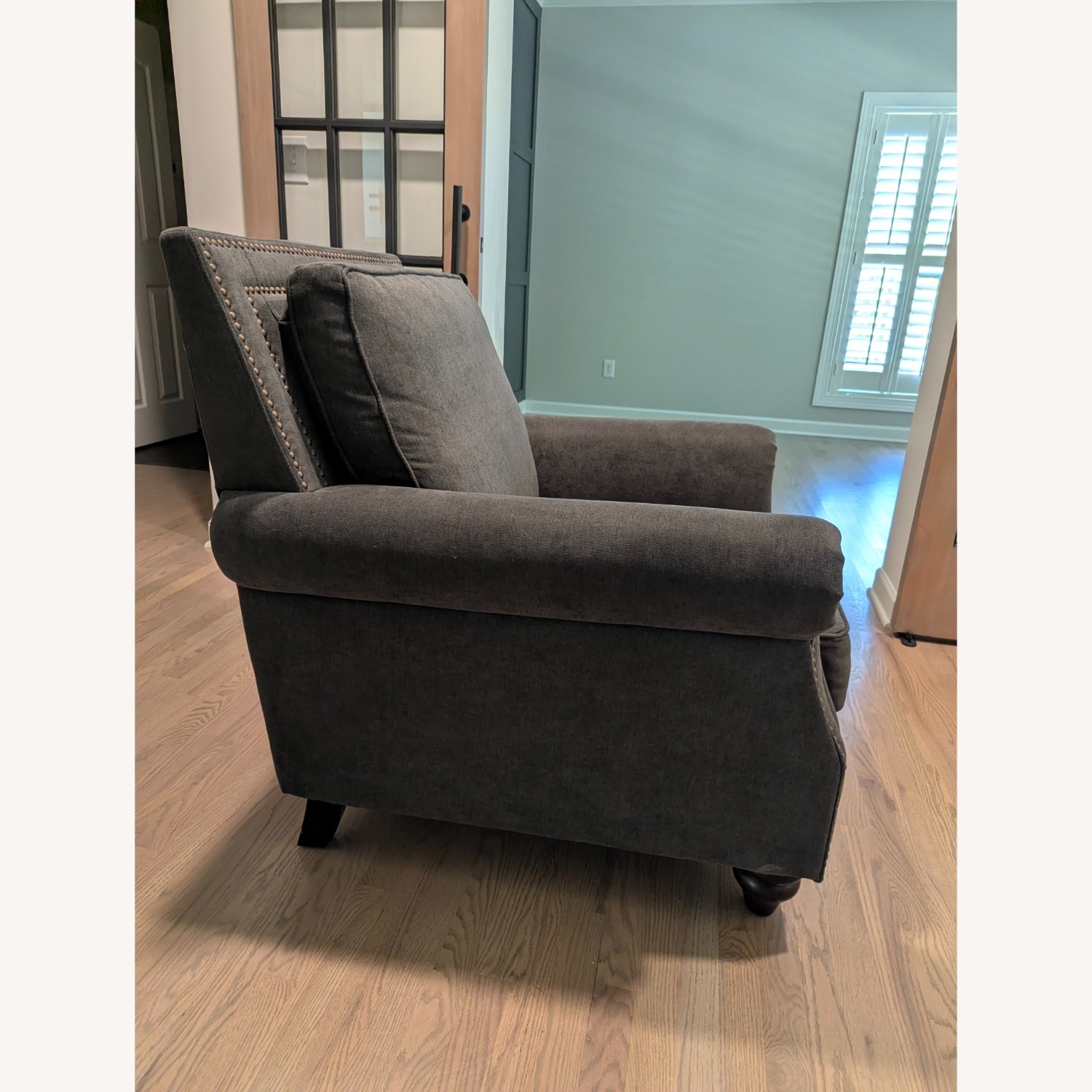 Dark Gray Fabric Armchair - image-2