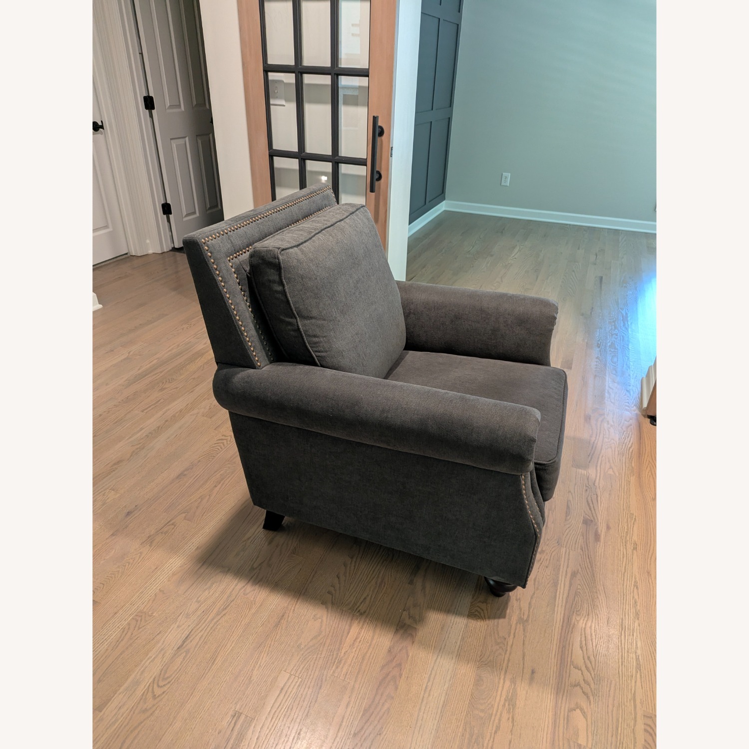 Dark Gray Fabric Armchair - image-3