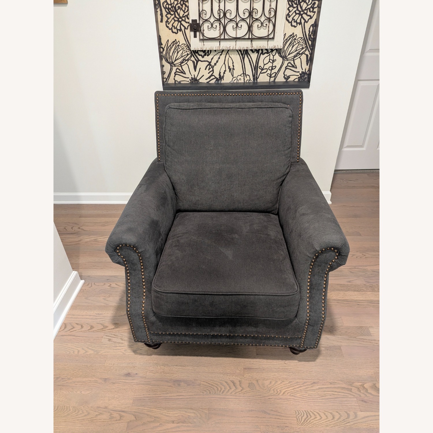 Dark Gray Fabric Armchair - image-4
