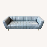 Blue Faux Leather 3+ Seater Sofa