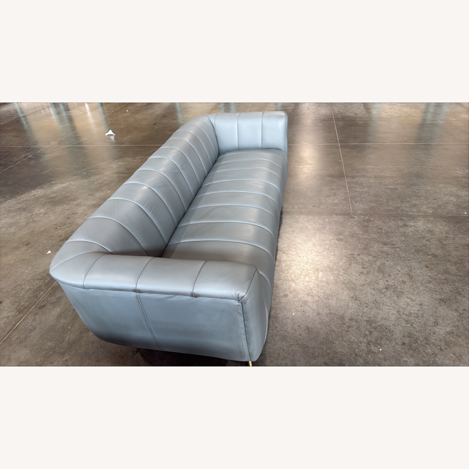 Blue Faux Leather 3+ Seater Sofa - image-1