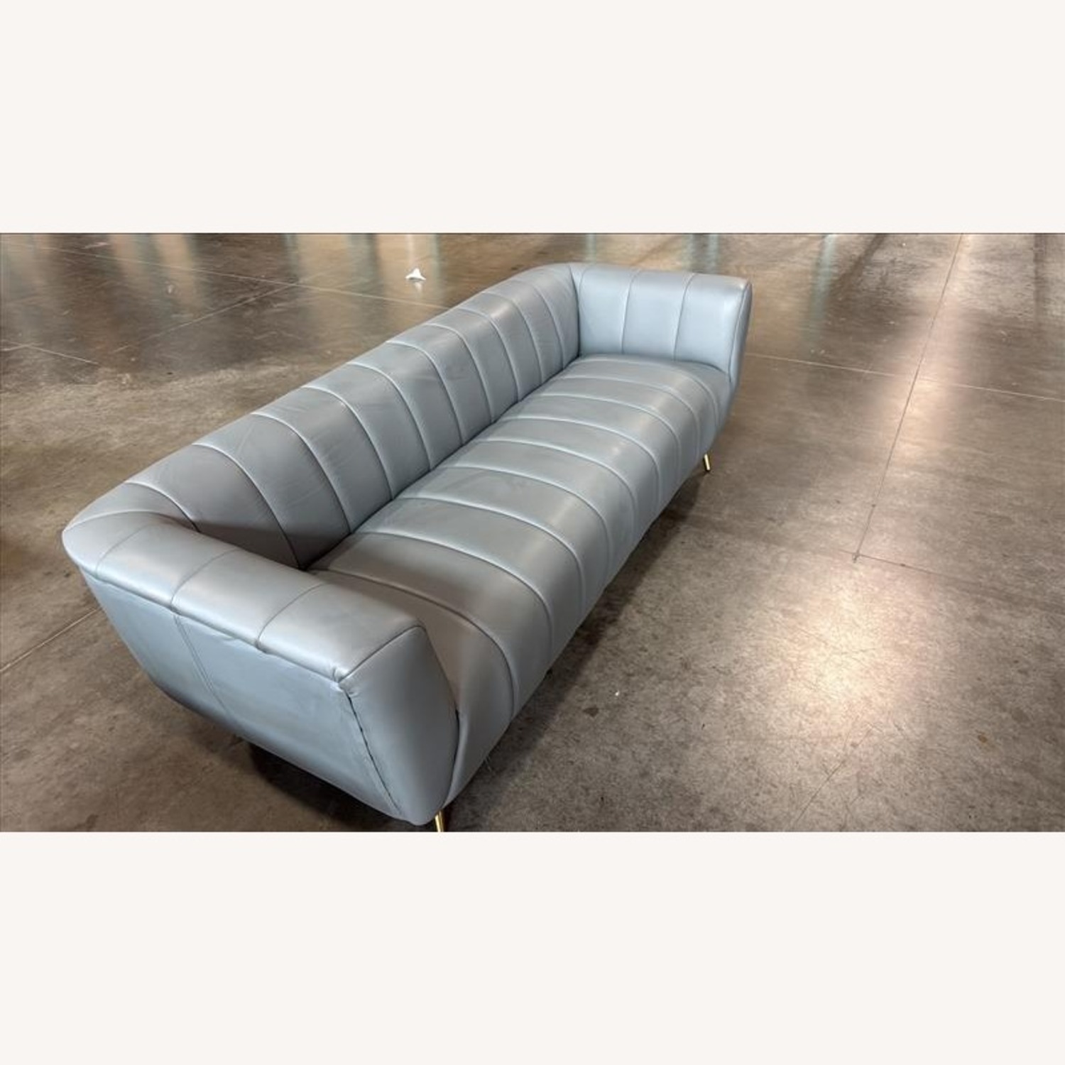 Blue Faux Leather 3+ Seater Sofa - image-5