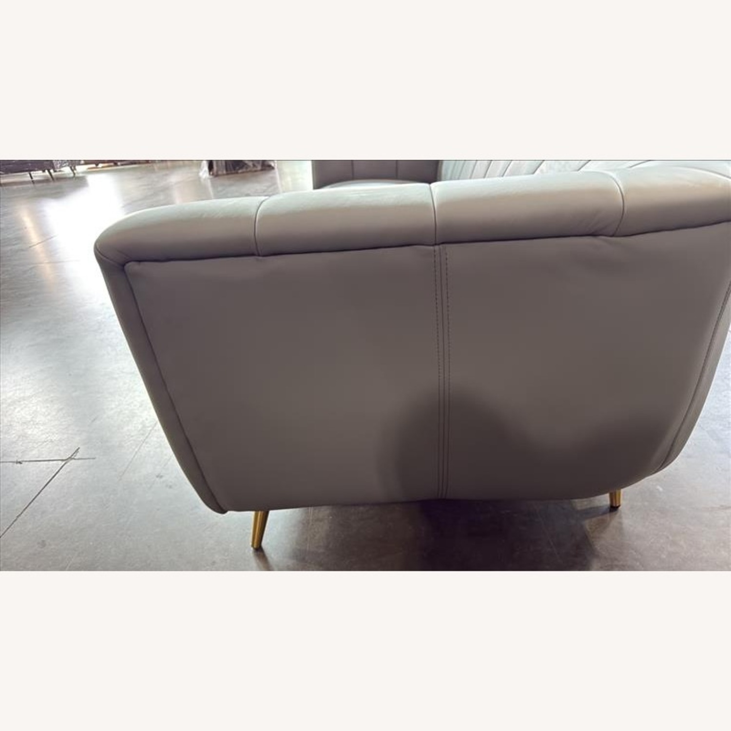 Blue Faux Leather 3+ Seater Sofa - image-4