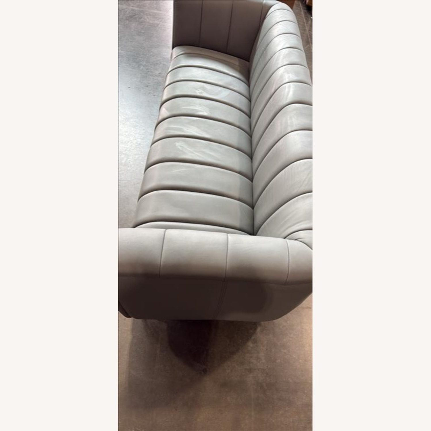 Blue Faux Leather 3+ Seater Sofa - image-3