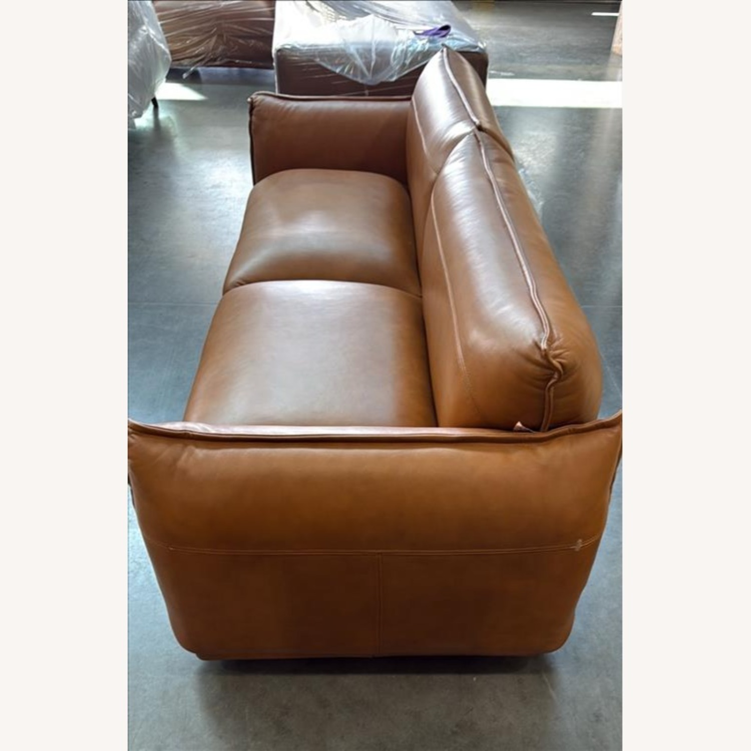 Dark Brown Leather 3+ Seater Sofa - image-3