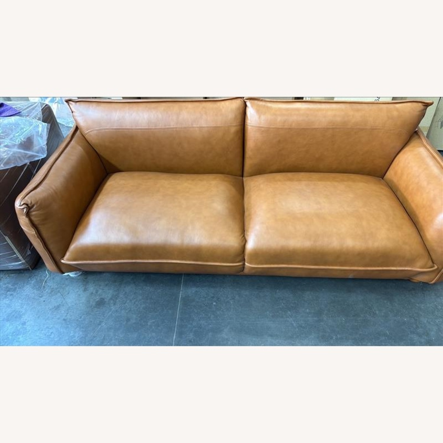 Dark Brown Leather 3+ Seater Sofa - image-1