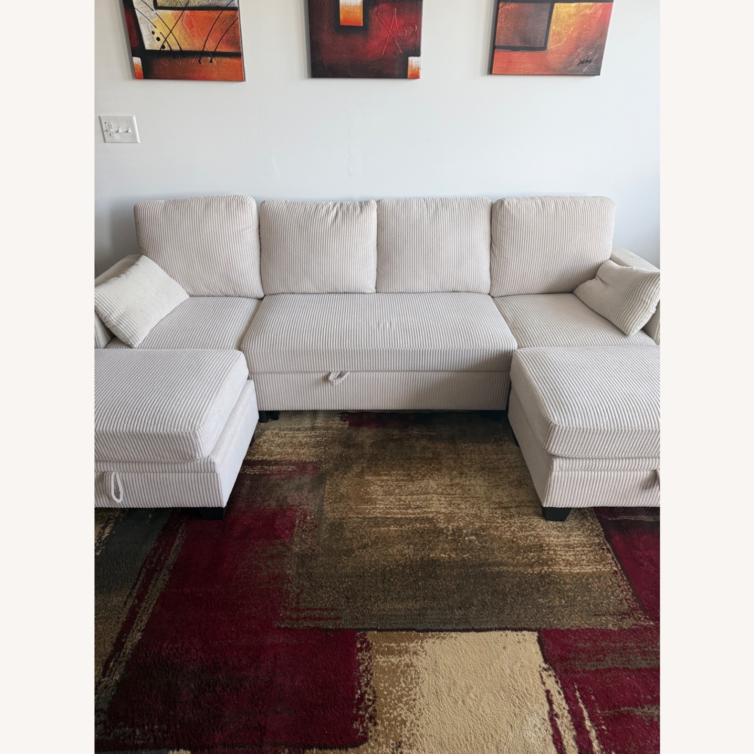  Beige Modular Sectional with Pull‑Out Bed - image-2