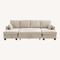  Beige Modular Sectional with Pull‑Out Bed