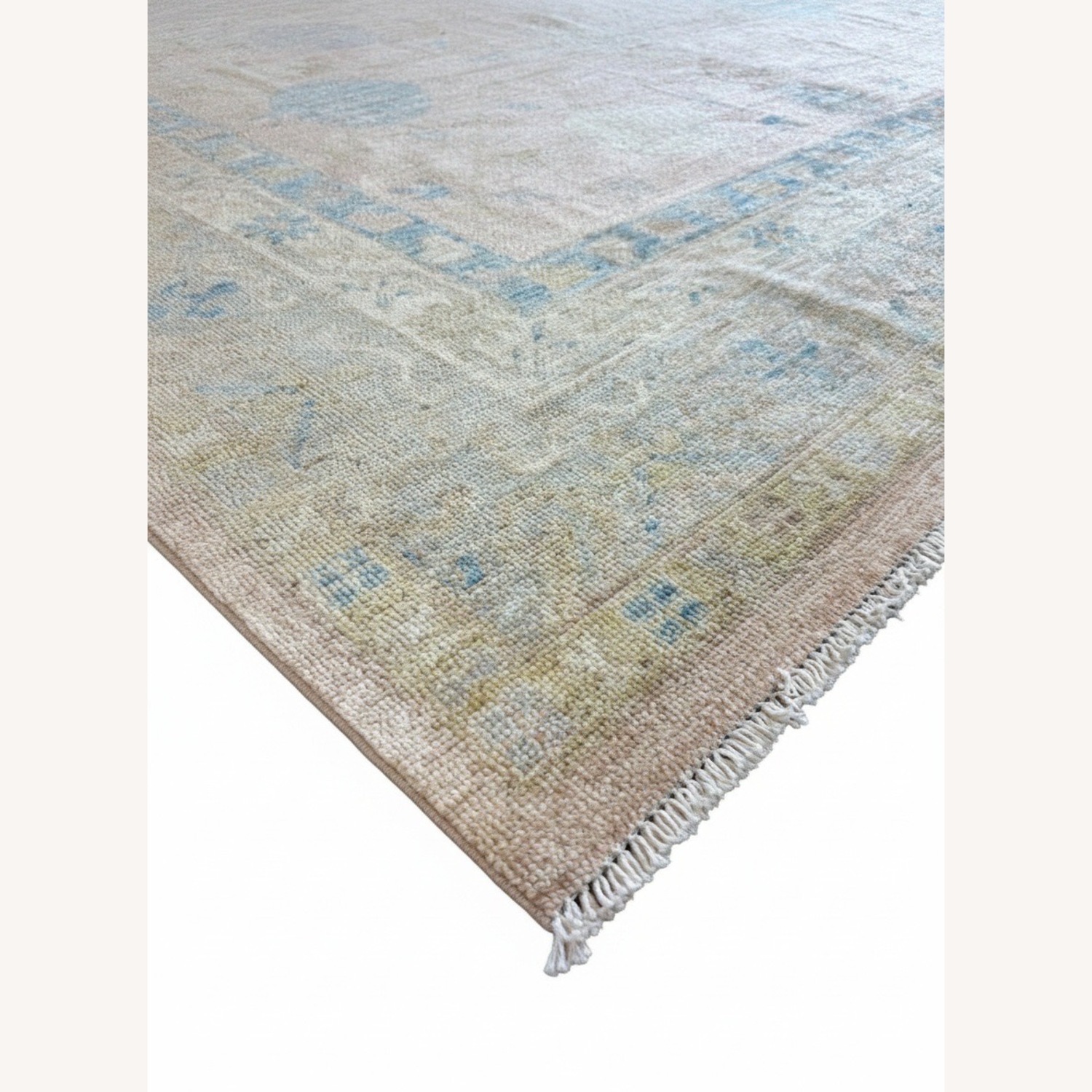 Pakistani Ushak Rug, Blush Beige & Blue, 8x10 - image-5