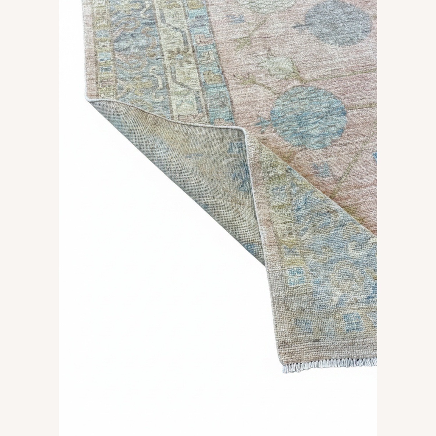Pakistani Ushak Rug, Blush Beige & Blue, 8x10 - image-2