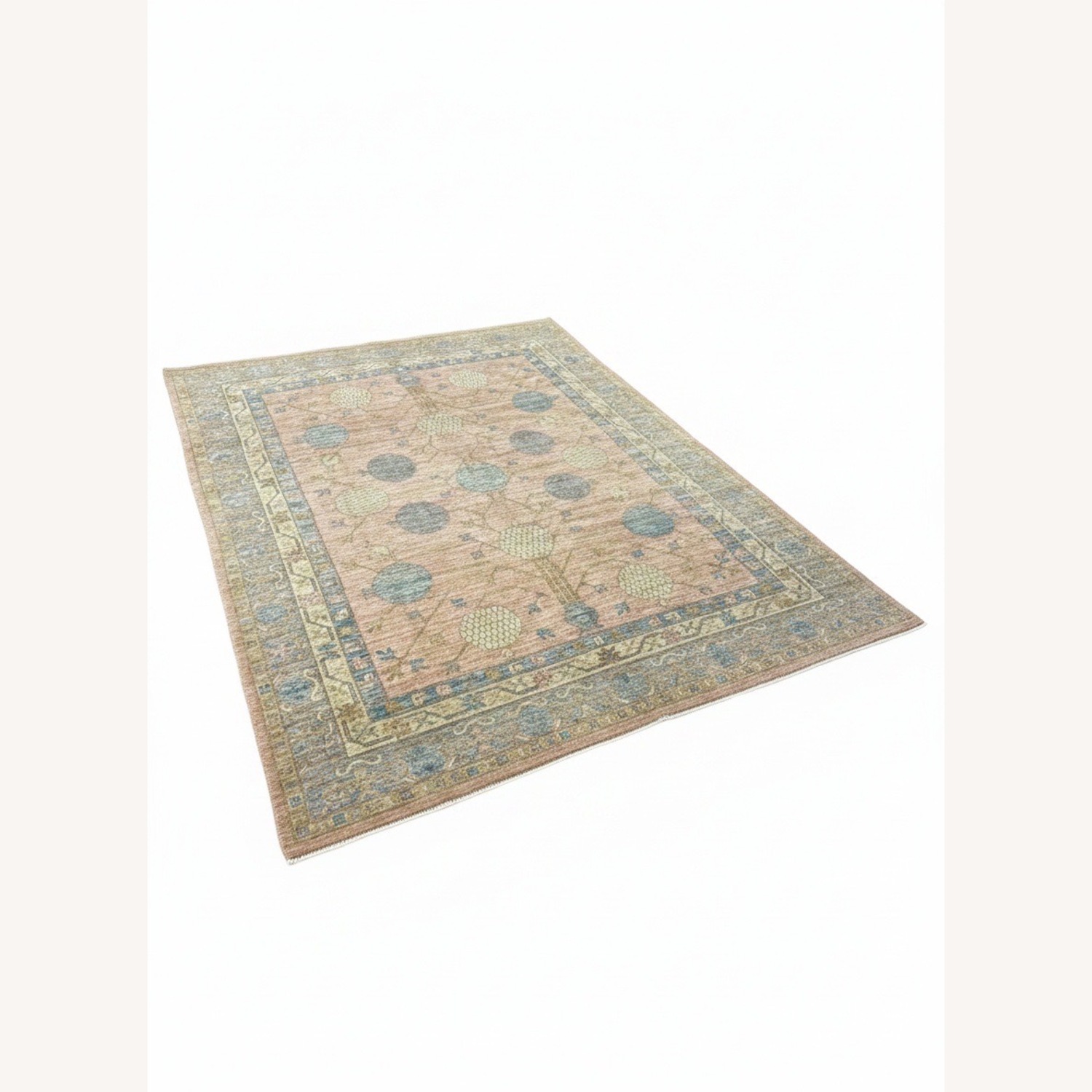 Pakistani Ushak Rug, Blush Beige & Blue, 8x10 - image-4