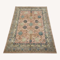 Pakistani Ushak Rug, Blush Beige & Blue, 8x10