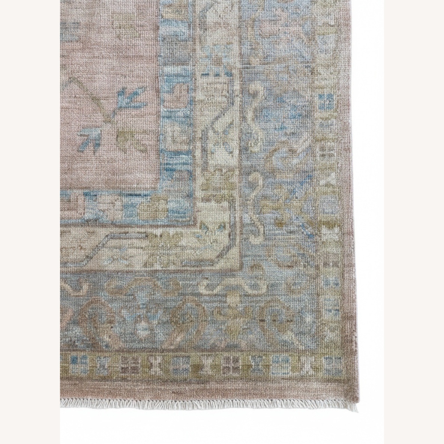 Pakistani Ushak Rug, Blush Beige & Blue, 8x10 - image-3