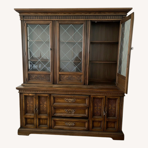 Used Vintage Solid Wood China Cabinet Hutch  for sale on AptDeco