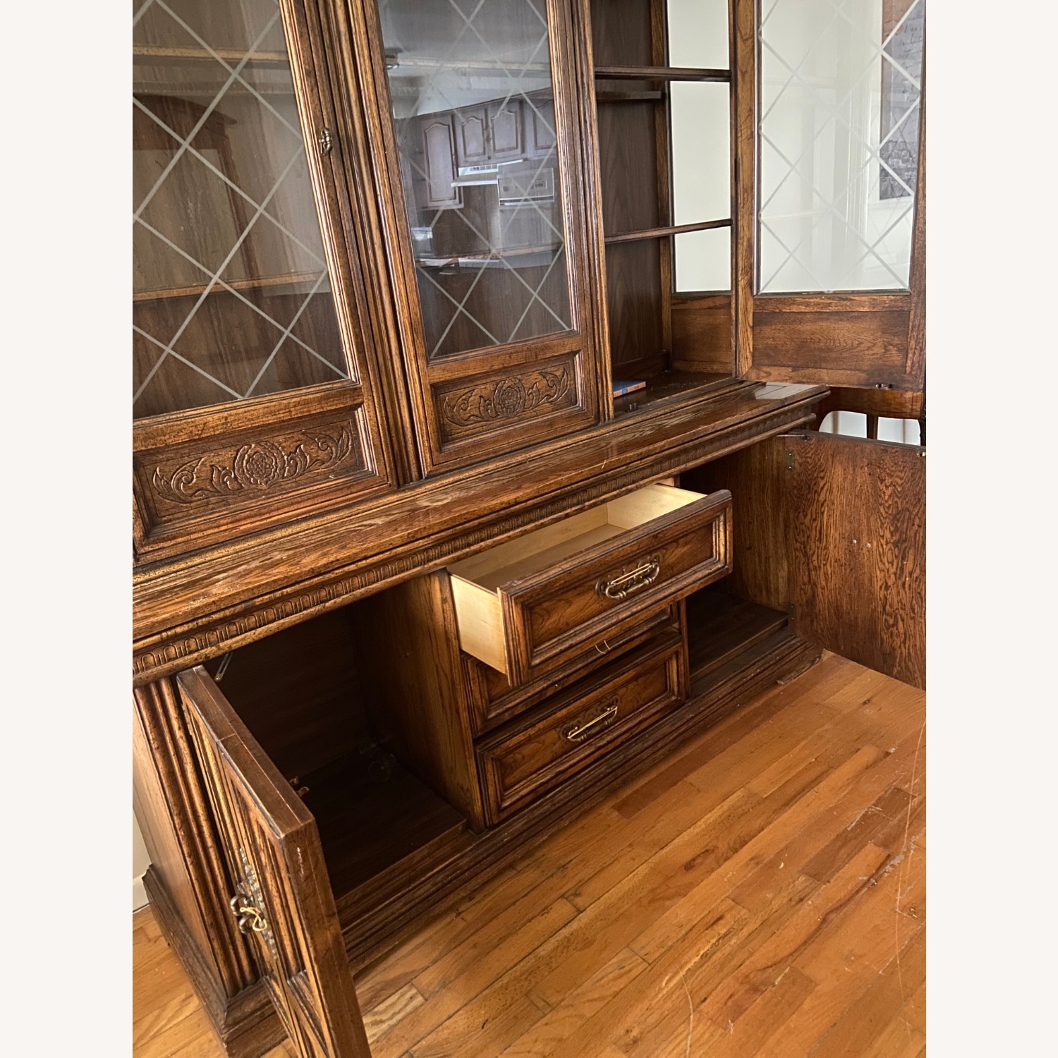 Vintage Solid Wood China Cabinet Hutch  - image-5
