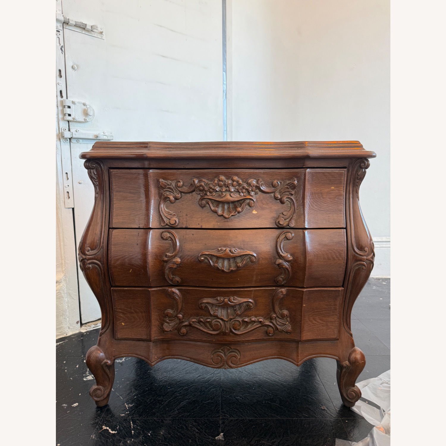 Dark Brown Wood Nightstand - image-1