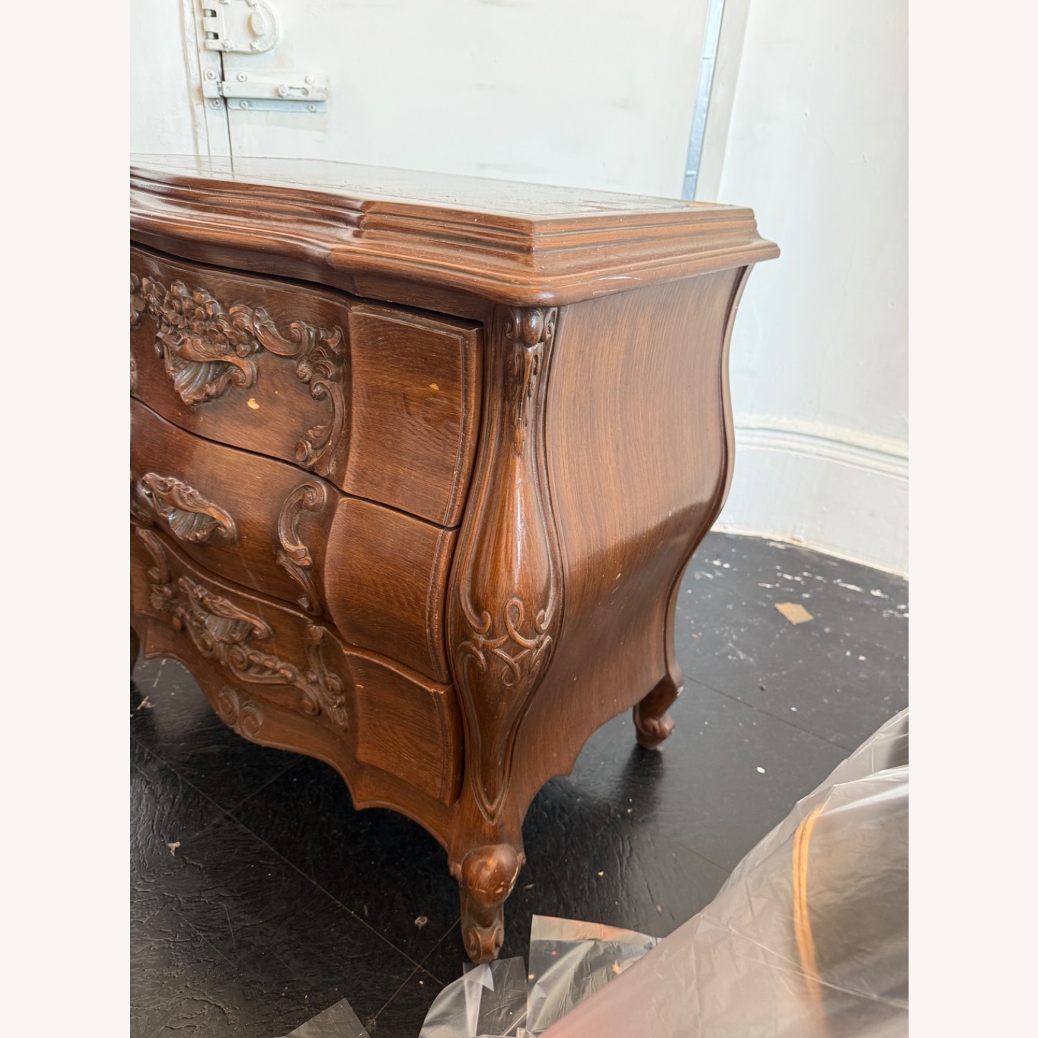 Dark Brown Wood Nightstand - image-7