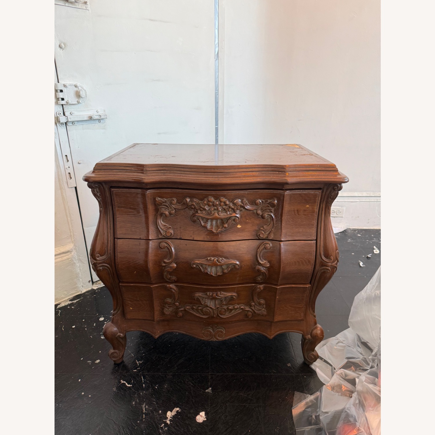 Dark Brown Wood Nightstand - image-2