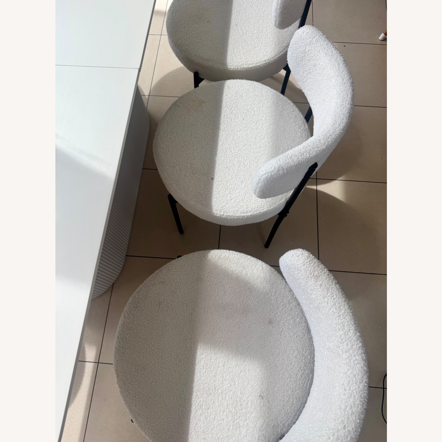 White Fluted Oval Dining Set W 6 Chairs - image-4